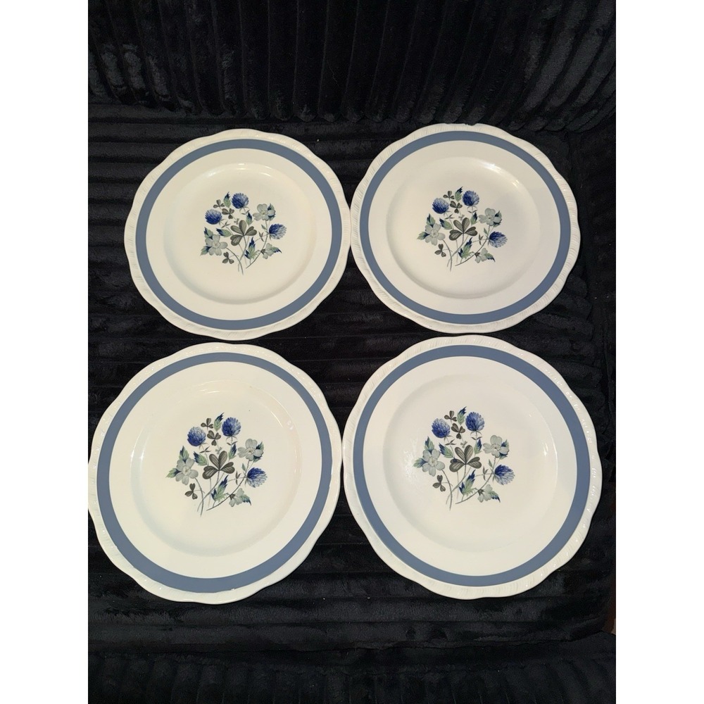 4 VTG Alfred MEAKIN England BLUE CLOVER 10"‎ PLATES - Blue Clover